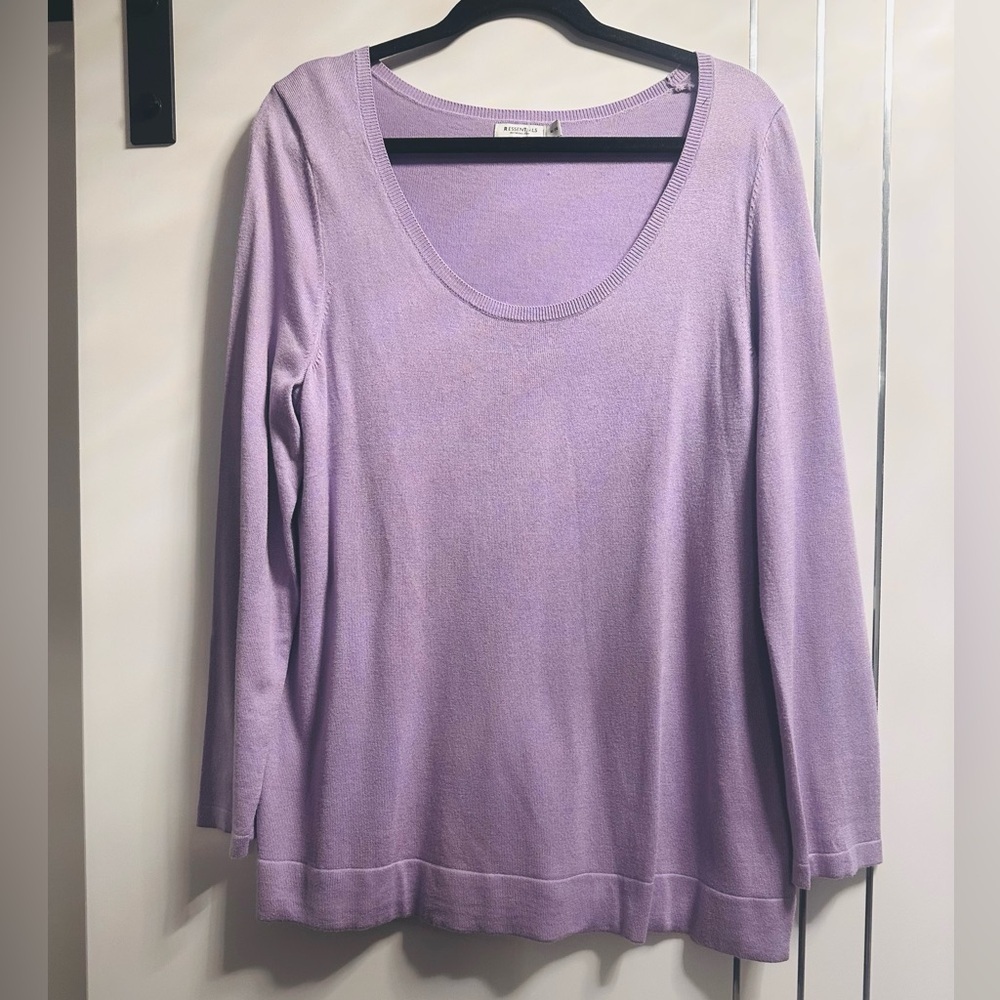 Essentials XL Lilac Scoop Neck Long Sleeved Pullover Sweater
